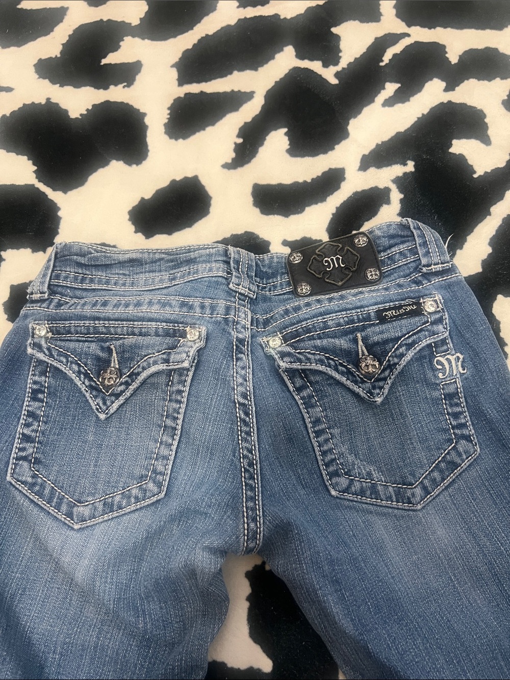 Miss Me Women's Y2K Light Blue Skinny Cut Jeans with bling accents